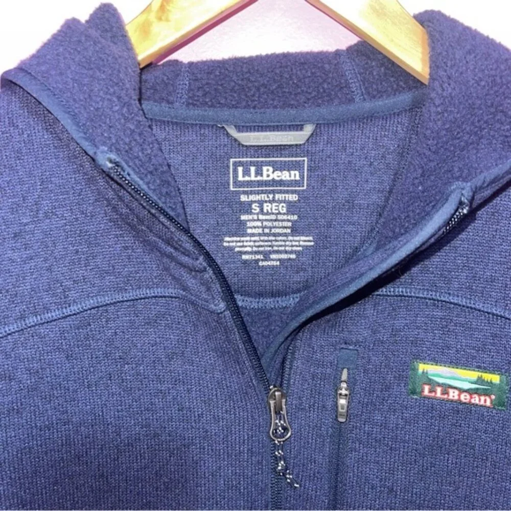 L.L. Bean Jacket Men's Size‎ Small Navy Blue Sweater Fleece Full-Zip Hooded